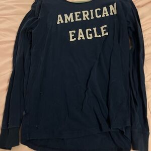 American Eagle Outfitters Off Shoulder Long Sleeve - Dark Blue